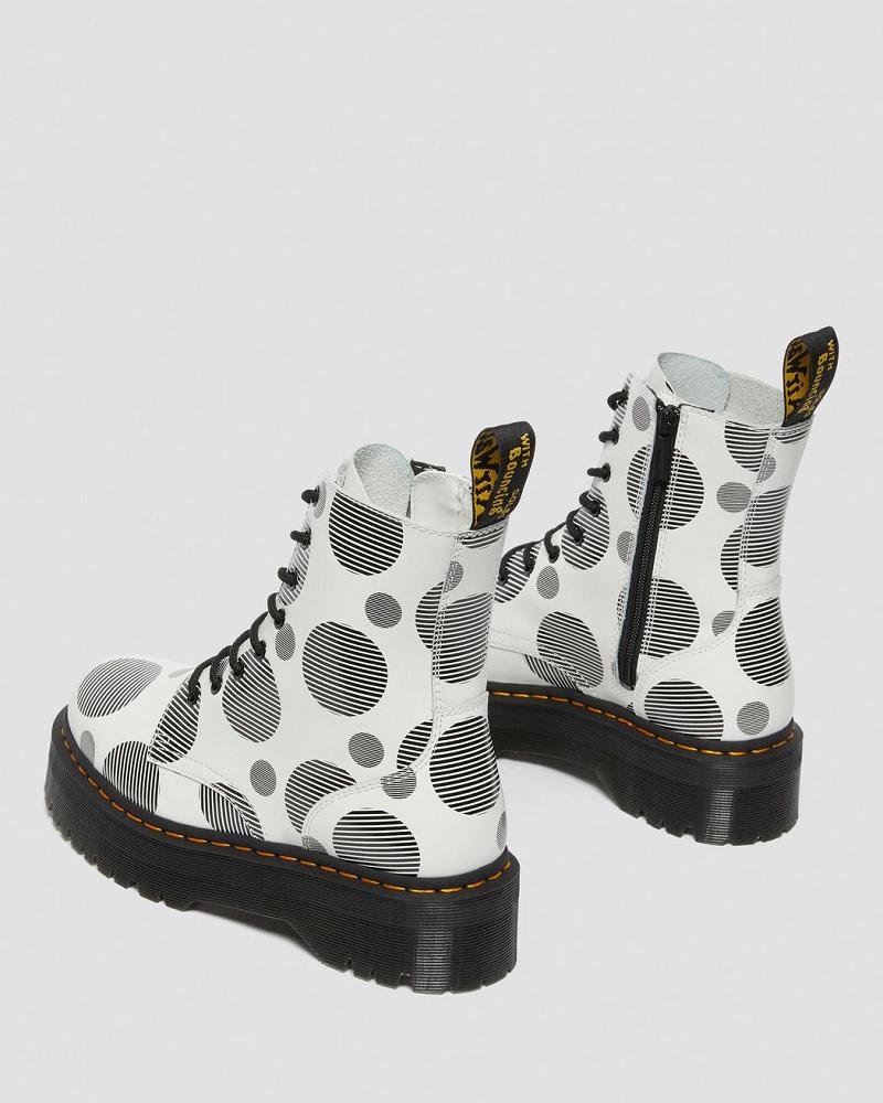 Botas Plataforma Dr Martens Jadon Polka Dot Smooth Cuero Hombre Blancos | MX 253ZUT